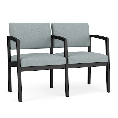 Lesro Lenox Steel 2 Seater with Center Arm, Ash (Blue) Seat, Ash Back, 43.5 W 24.5 L 32 H LS2103